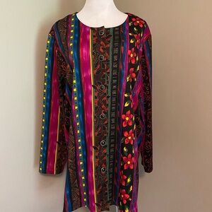Top Notch Sz 2X Vibrant Multicolor Button Front Blouse Shirt